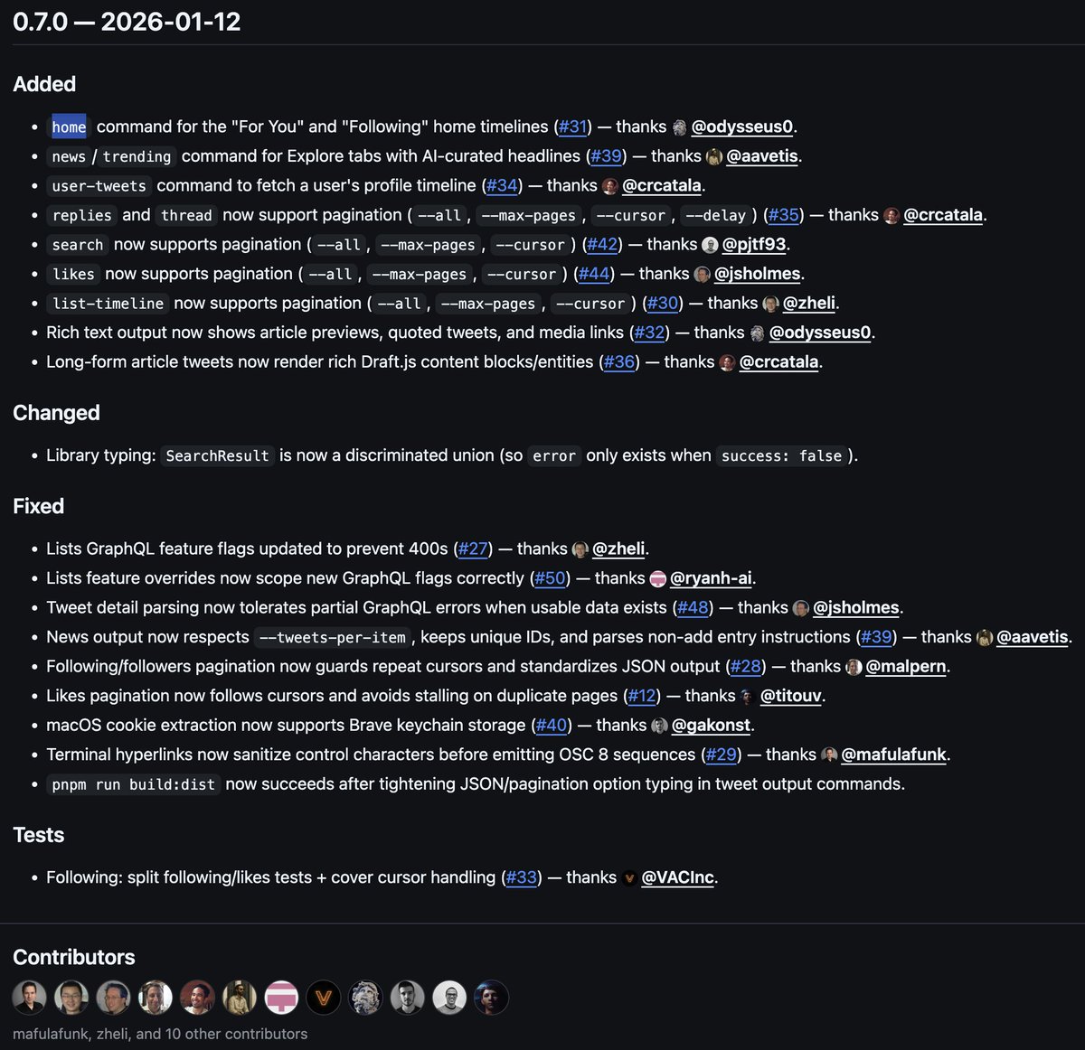 Release notes screenshot