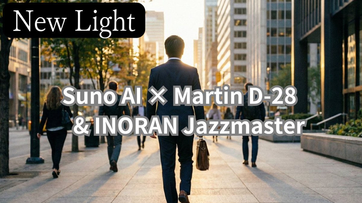 drivenboost's tweet image. 【動画公開】
New Light - Suno AI × Real Guitar

新年一発目、成人の日の夜に。
AIと愛用のアナログ機材（D-28 / INORAN Jazzmaster）を弾き、AIの音と調和出来るようにアレンジし、新しい光を感じてもらえたら嬉しいです。

▼Full MVはこちら
[youtu.be/AFQskO_sy1k?si…]

#NewLight #Suno