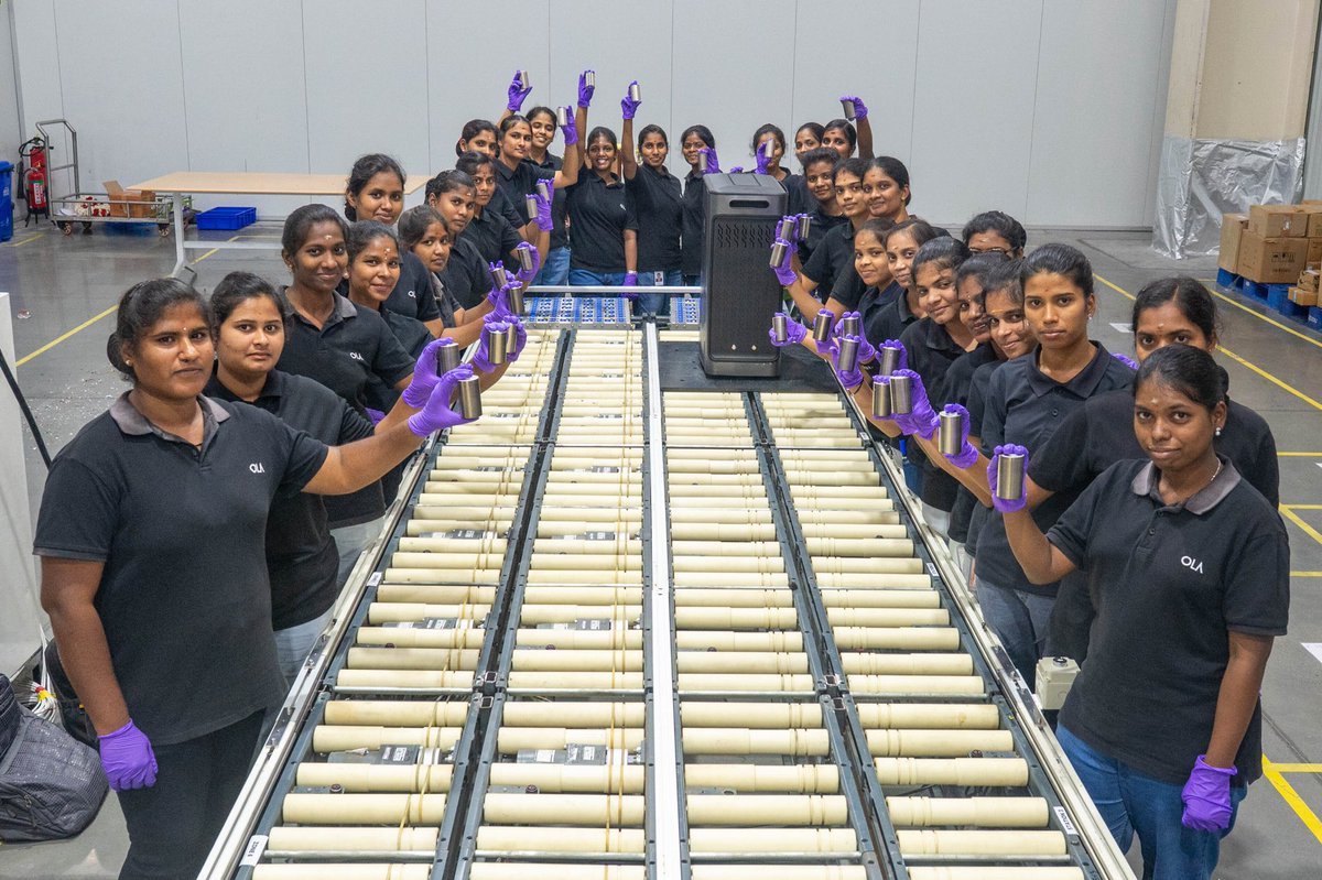The first Ola शक्ति rolls off the line in our Gigafactory!

Our Cell business is ramping up with full Indian R&amp;D 🔋🙏🏼

Researched in India, Engineered in India, Made in India 🇮🇳