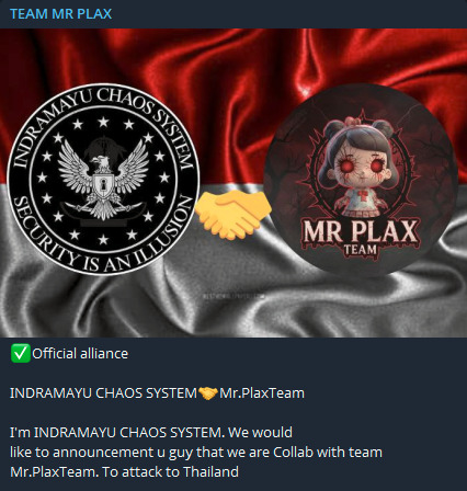 FalconFeedsio's tweet image. 🚨 Alert: New Hacktivist Alliance🚨

Mr Plax Team and INDRAMAYU CHAOS SYSTEM have officially announced a new alliance.