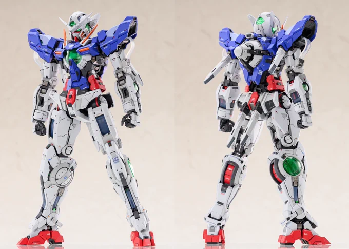 PG 1/60 ガンダムエクシア完成しました プラ板でアウトラインを整えつつ筋彫りやプラ材などでディテールupしました。 配色は原作準拠のカラーにフレームの一部にレッドを追加したカラーリングで塗装しました。 今年初完成品にしてはかなりの大きさ 改めまして本年もよろしくお願いいたします