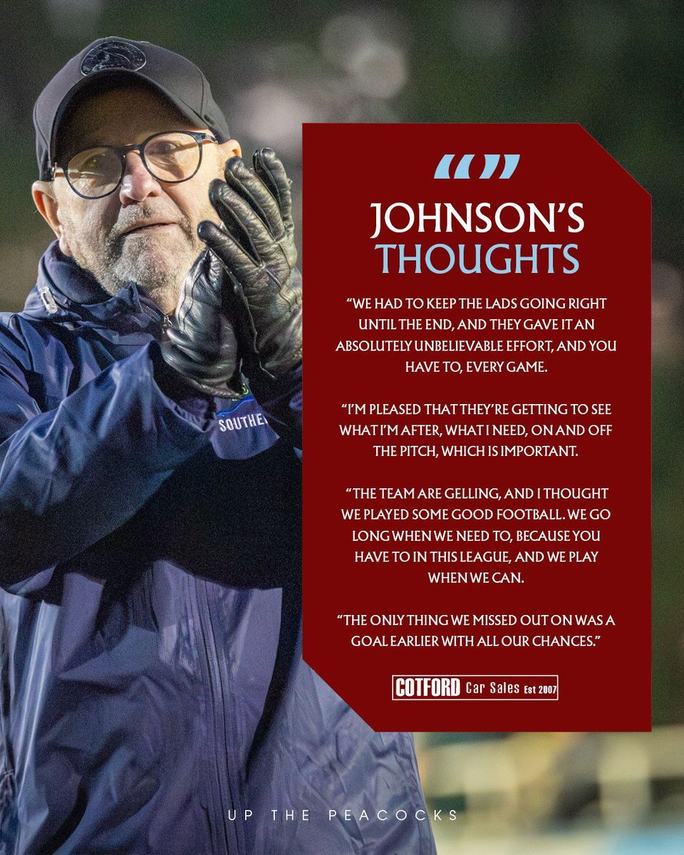 Maintaining that fighting spirit moving forward ⚔️

Here are Johnson’s thoughts on how the squad is adapting under new management 🗣️

Gary is sponsored by Cotford Car Sales.

#UpThePeacocks 🦚