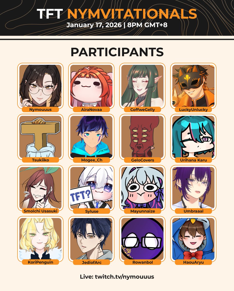 nymousart's tweet image. Time to contest and see who's the best 

I've invited 15 players to join me for the TFT Nymvitationals on January 17, 2026 at 8PM GMT+8

Goodluck to all the players and have fun!

#Nymvitationals