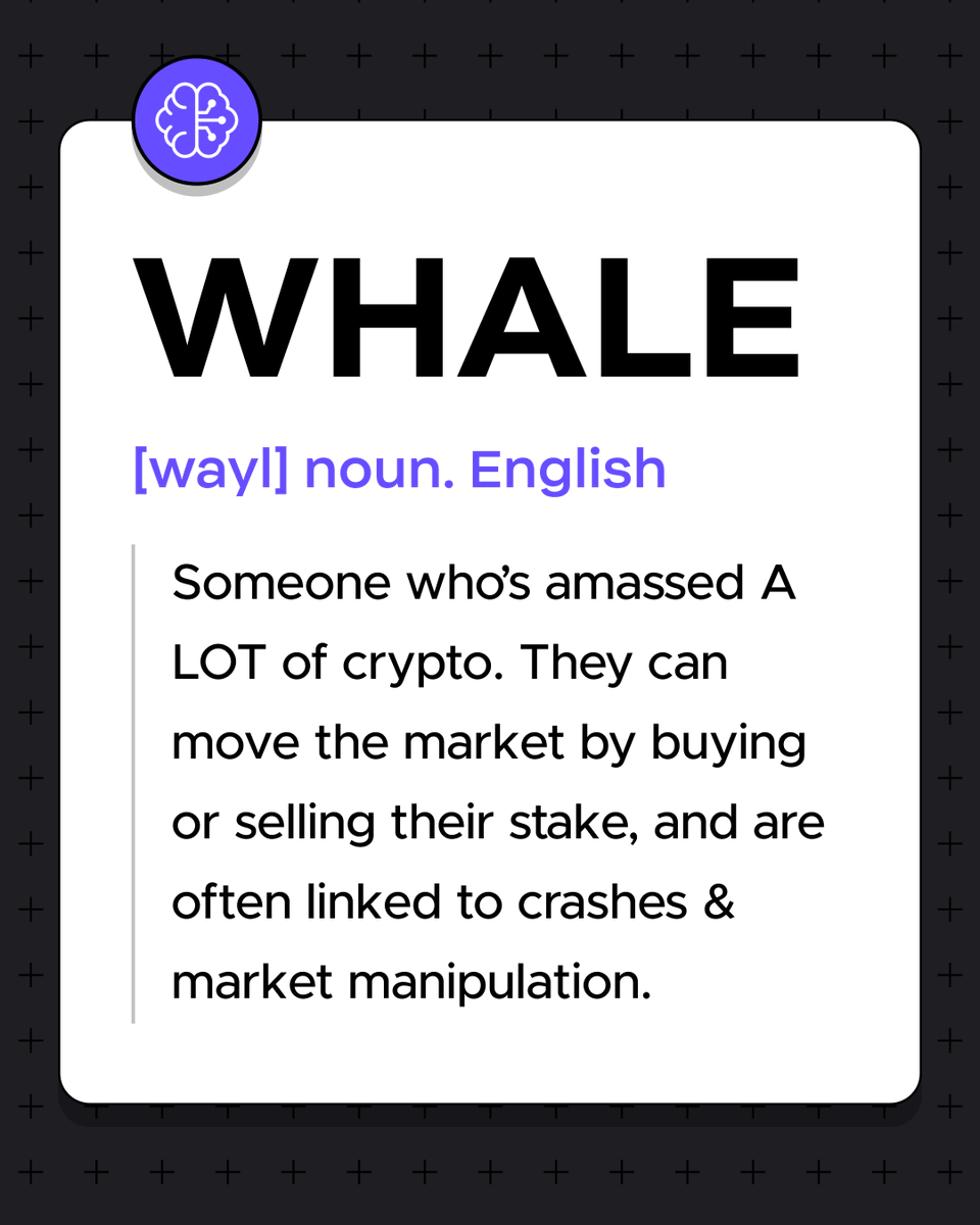 In crypto, a “whale” 🐋 is the big player whose moves can send ripples  through the market. When whales make a splash, prices can shift fast, which  is why understanding market structure (