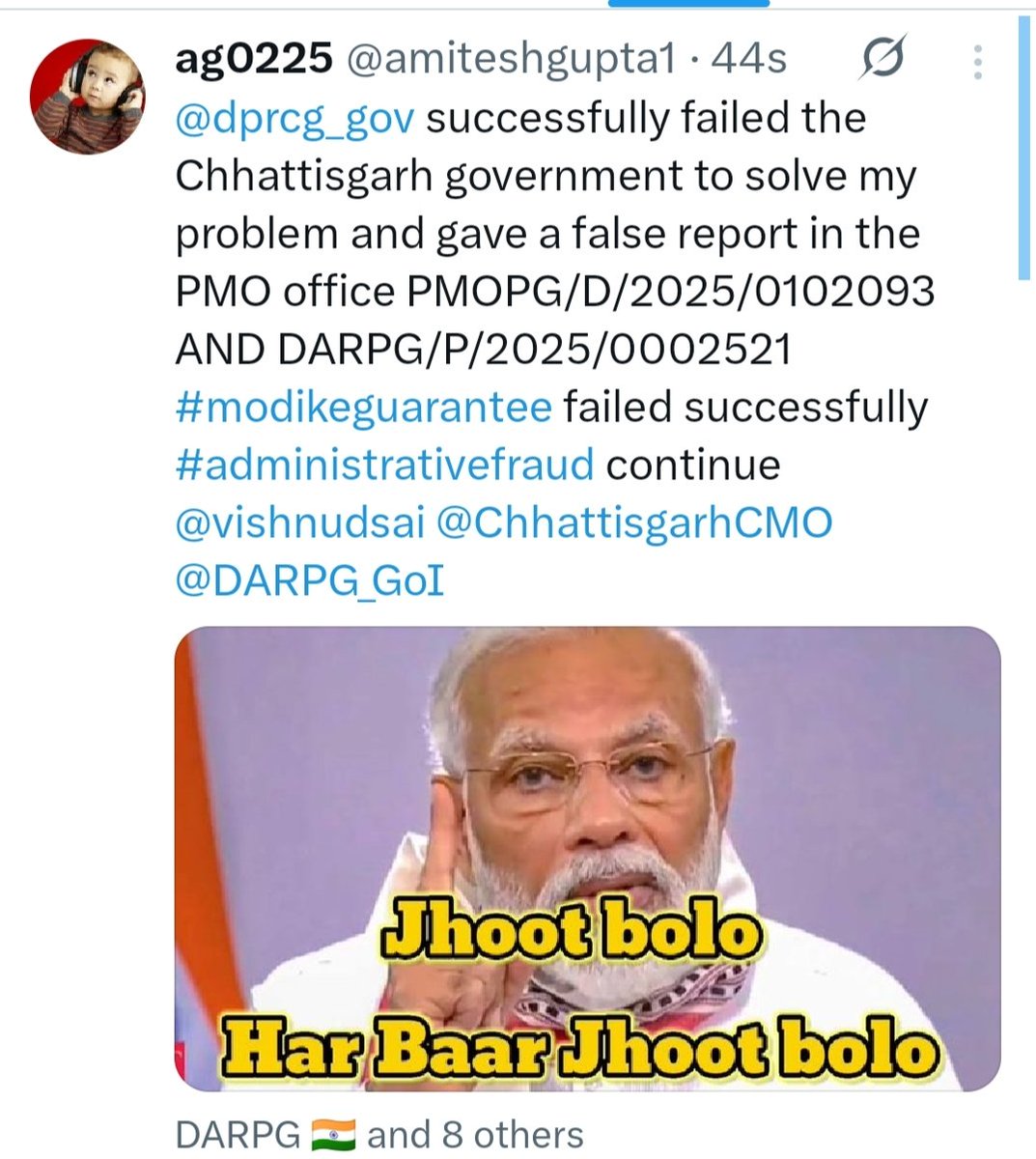 amiteshgupta1's tweet image. #administrativefraud #falsecommitment @ChhattisgarhCMO @DARPG_GoI @DrJitendraSingh @DPRChhattisgarh @narendramodi #modiguaranteefail in Chhattisgarh government @vishnudsai