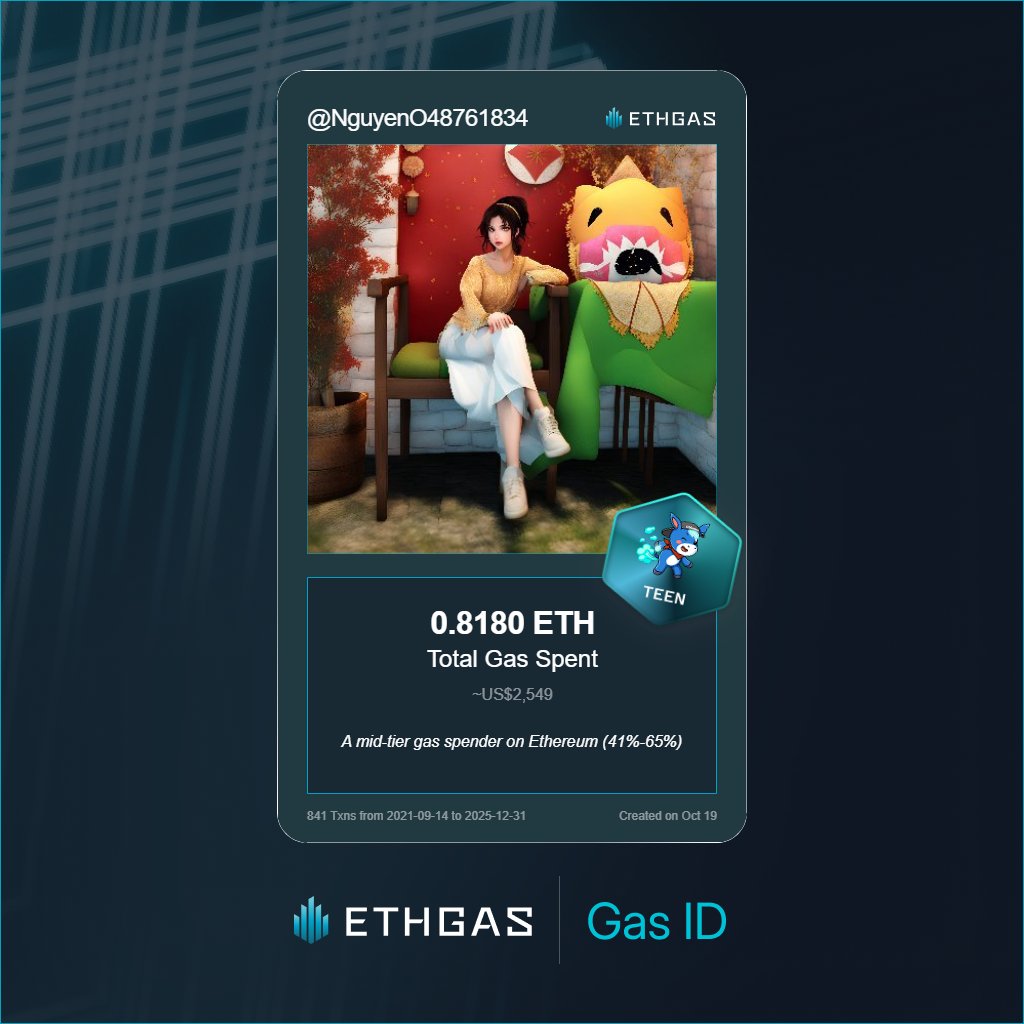 Discovered my Gas ID via ETHGas - turning my gas spend into rewards 🫘

As a Teen Jack, I've spent 0.818 ETH on gas but earned 350 Beans back.

Get your Gas ID and Beans here: ethgas.com/community/gas-…