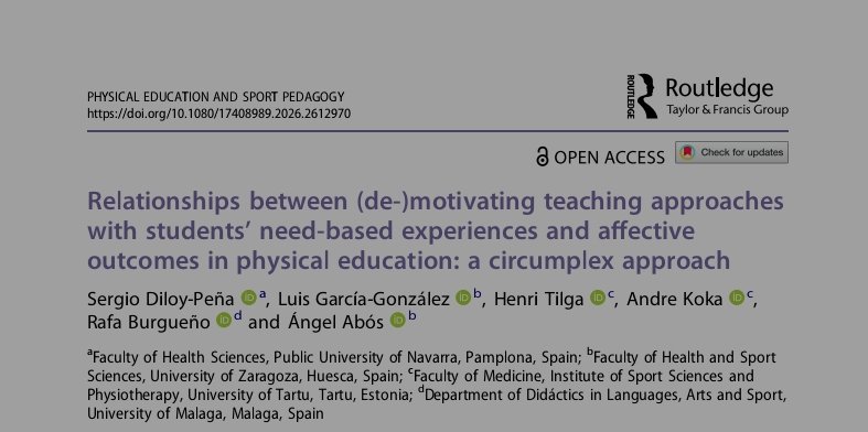 Sergio_Diloy96's tweet photo. Published in #PESP

First model linking 8 approaches with students' motivational process in PE 🚨

1️⃣ Attuning and guiding are more need-nurturing ✅

2️⃣ Participative is more enabling ⚠️

3️⃣Domineering and abandoning are need-thwarting ⛔

Open access ⬇️ https://t.co/J8ztJO8ykt https://t.co/b1kKzE9xwe