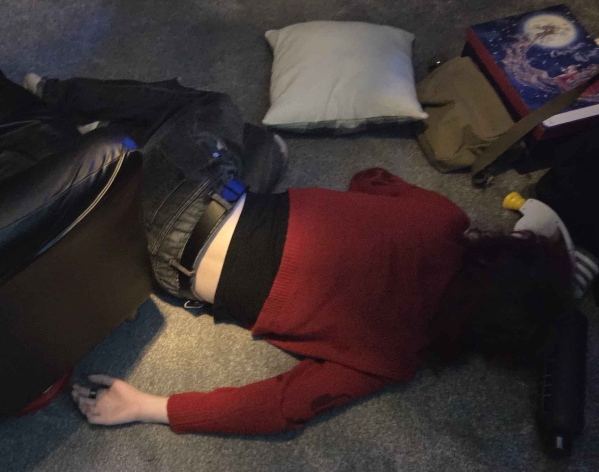 Evilction's tweet image. what 5 ciders and a flask of straight vodka does to a girl... (this is not a joke image im just passed out in this)