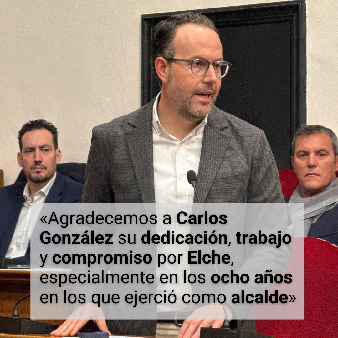 👏🏻 Gracias, Carlos González, por tu dedicación por Elche. Ahora te pedimos que ejerzas como exalcalde para prestigiar la Institución municipal, pues el papel de los antiguos regidores también es importante en la vida cotidiana de la ciudad. #elche #ayuntamientoelche