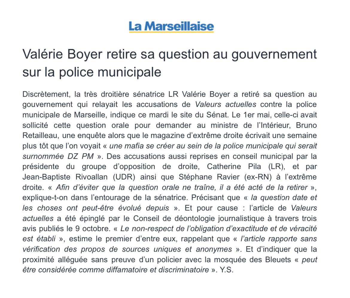 Quand la sénatrice <a href="/valerieboyer13/">Valérie Boyer</a> joue aux apprentis sorciers 🧙 …. À force de vouloir surfer sur les fake-news pour servir le plus laid de la politique on finit par se brûler les ailes !
Soutien à notre police municipale engagée au quotidien au service des marseillais