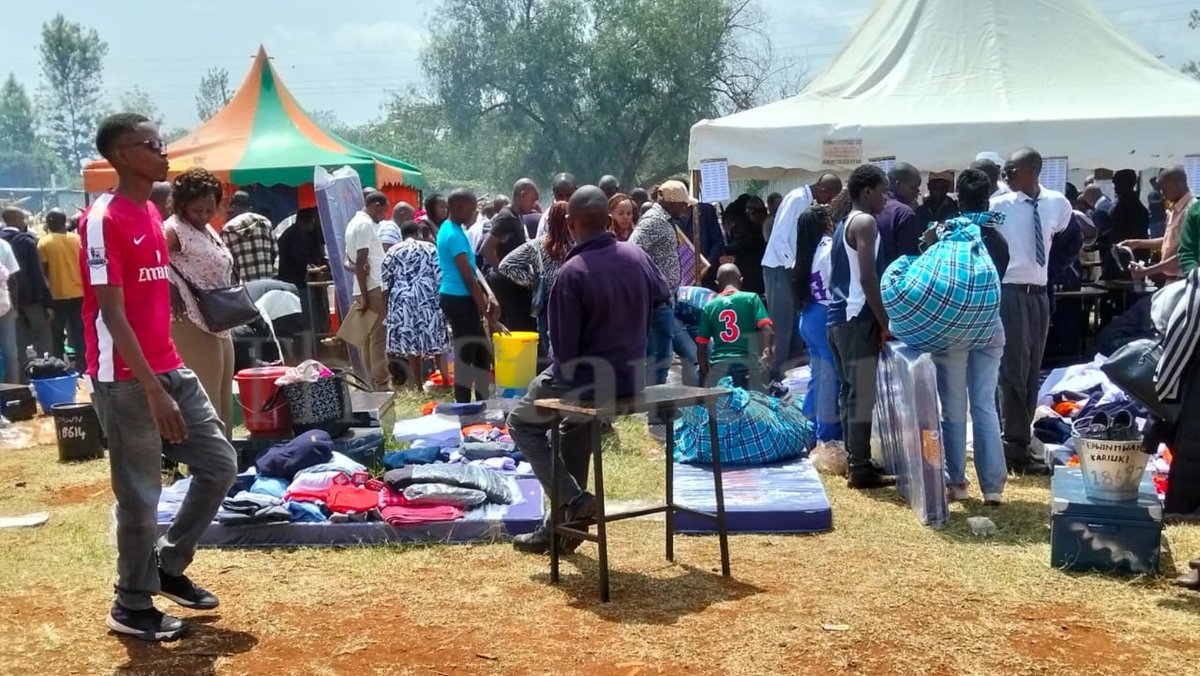 StandardKenya's tweet image. A beehive of activity at Kagumo High School as parents stream in with their children for grade 10 admission. 
Photos by Amos Kiarie