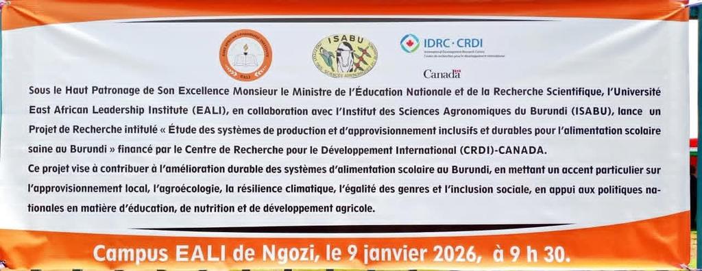 MagazineJimbere's tweet image. 🎯 Lancement du projet de recherche intitulé « Étude du système de production et d'approvisionnement inclusif et durable pour l'alimentation scolaire saine au Burundi », ce 9 janvier 2026 à #Muyinga, dans la @PButanyerera

🗣️ Ndayikengurutse Ernest, recteur de l’université East