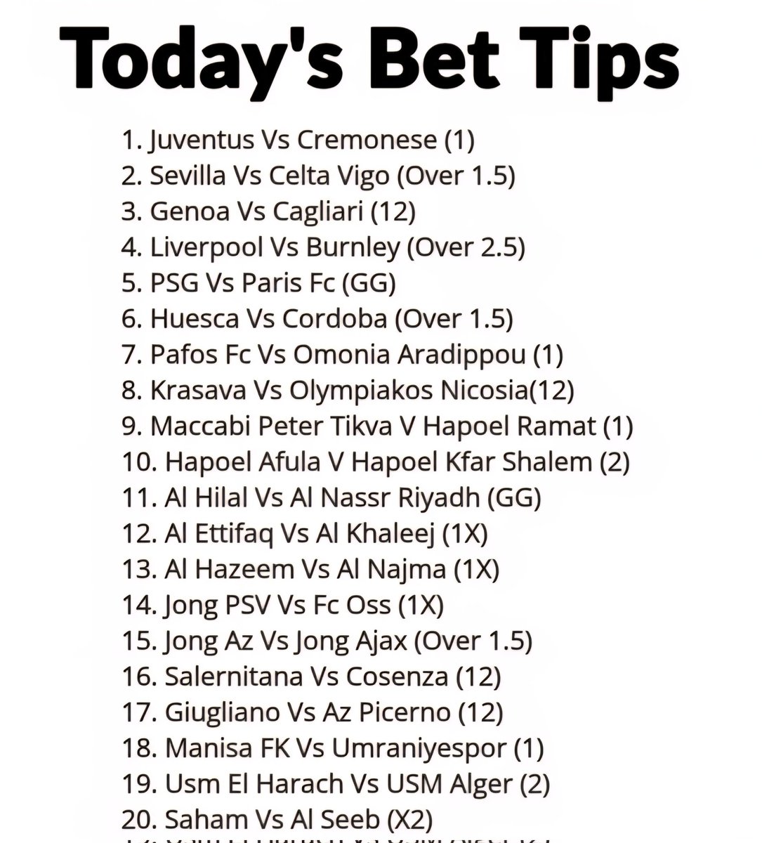 Monday 𝗣𝗿𝗲𝗱𝗶𝗰𝘁𝗶𝗼𝗻𝘀 ---> 600 Odds 💥

Paripesa Code:: QD8SA

𝐍𝐨𝐭 𝐨𝐧 𝐏𝐚𝐫𝐢𝐏𝐞𝐬𝐚 ⤵️ 
Register here::: paripesa.bet/aiprotips

Use Promocode:: aiprotips

22bet code:: ZJ8SA

𝐍𝐨𝐭 𝐨𝐧 22bet ⤵️  Register here::: 
moy.auraodin.com/redirect.aspx?…
Use Promocode ⏭️