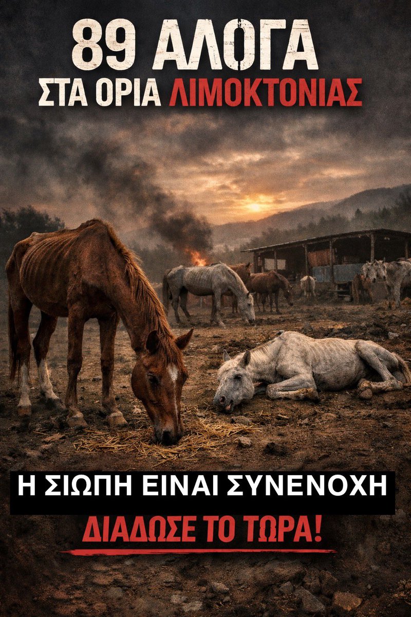 THANASIGOUNARIS's tweet image. ❗️Η Ελλάδα του 2026 αφήνει 89 άλογα να λιμοκτονούν μπροστά στα μάτια της.Όχι από φυσική καταστροφή, όχι από ατύχημα, αλλά από κρατική αδιαφορία, γραφειοκρατικό κυνισμό και πολιτική δειλία.
❗️Υπάρχουν εγκρίσεις, υπάρχουν κονδύλια, υπάρχουν υπογραφές, αλλά δεν υπάρχει ούτε μια…