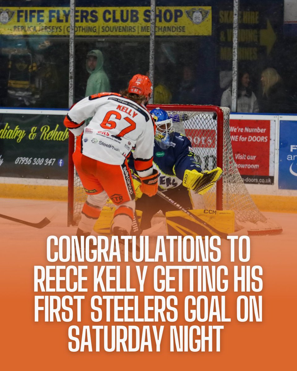 steelershockey's tweet photo. Congratulations to Reece Kelly for getting his first Steelers goal on Saturday night against the Fife Flyers 🧡🏒

📸 : @spudnando 

#SteelersHockey https://t.co/EVA7vpBnoQ