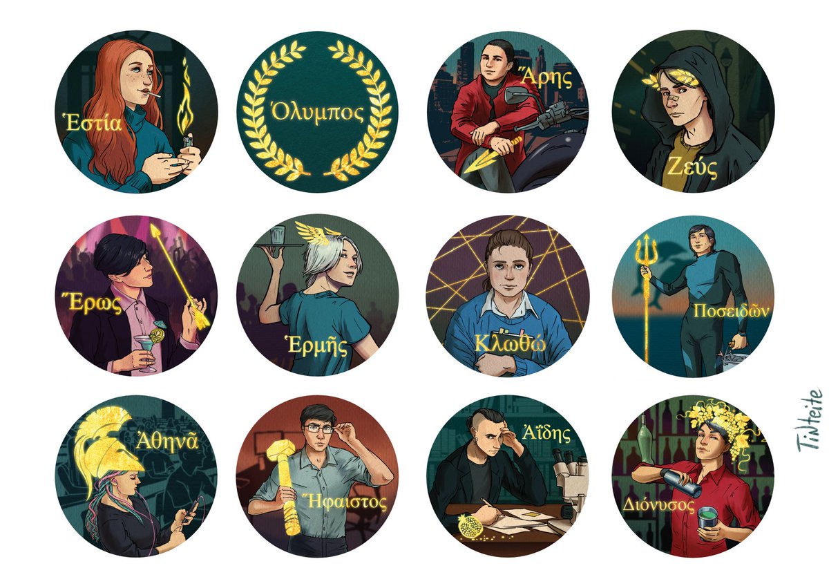 ElfTinteite's tweet photo. All the drawn characters, collected in a sticker pack :) I gave it to my fellow players who played these characters <3
#greek_shame #Olympus #OlympusModernAU #Stickerset https://t.co/ktZYboSSeX