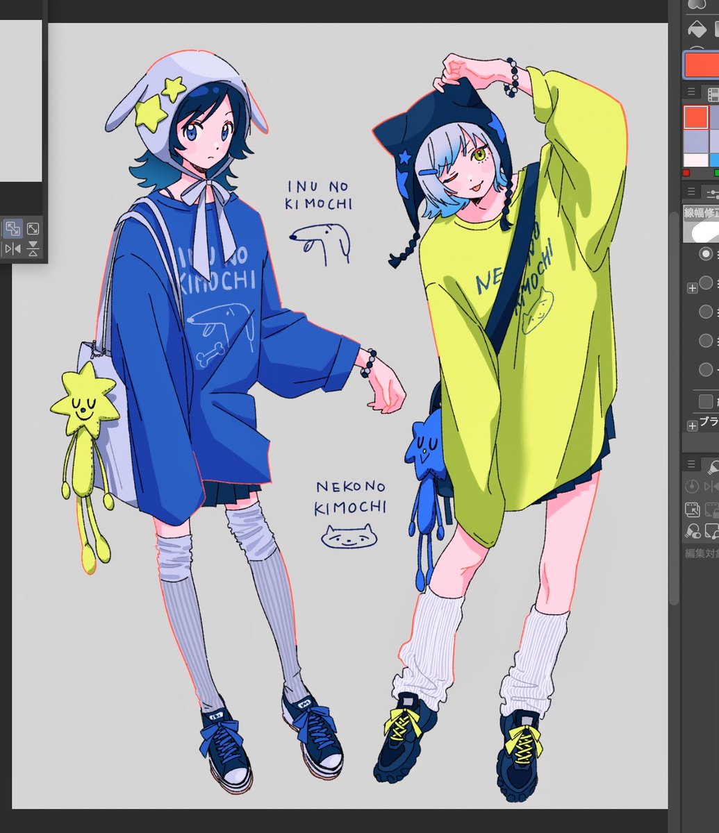 らくがきです🐶🐱🟦🟨 #oc