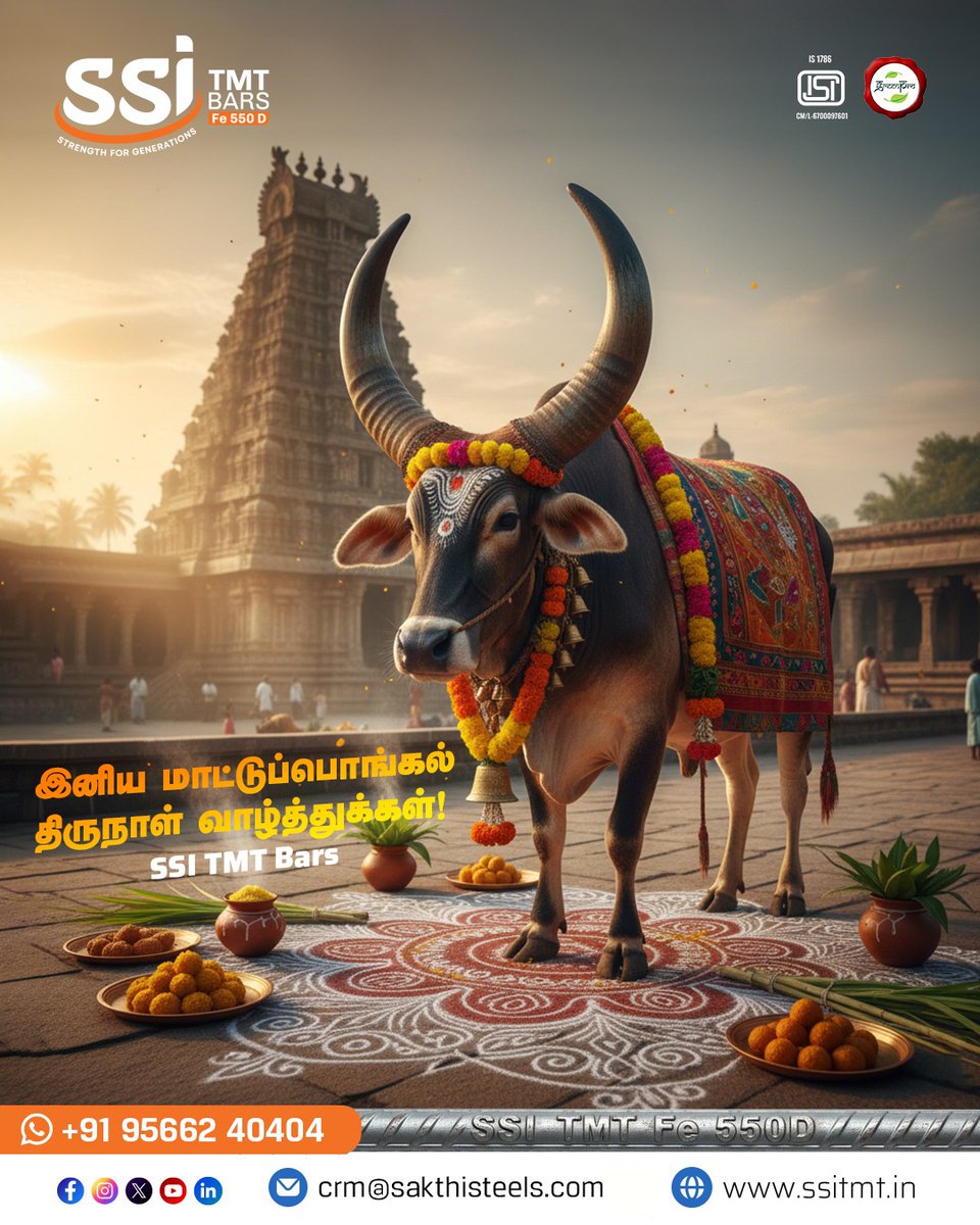 ssitmtbar's tweet image. Let's honor the strength that supports our lives and livelihoods. From the fields that feed us to the structures that protect us, strength makes everything possible.

Happy Mattu Pongal

#SSITMT #TMTBars #HappyPongal #Celebration #TamilFestival