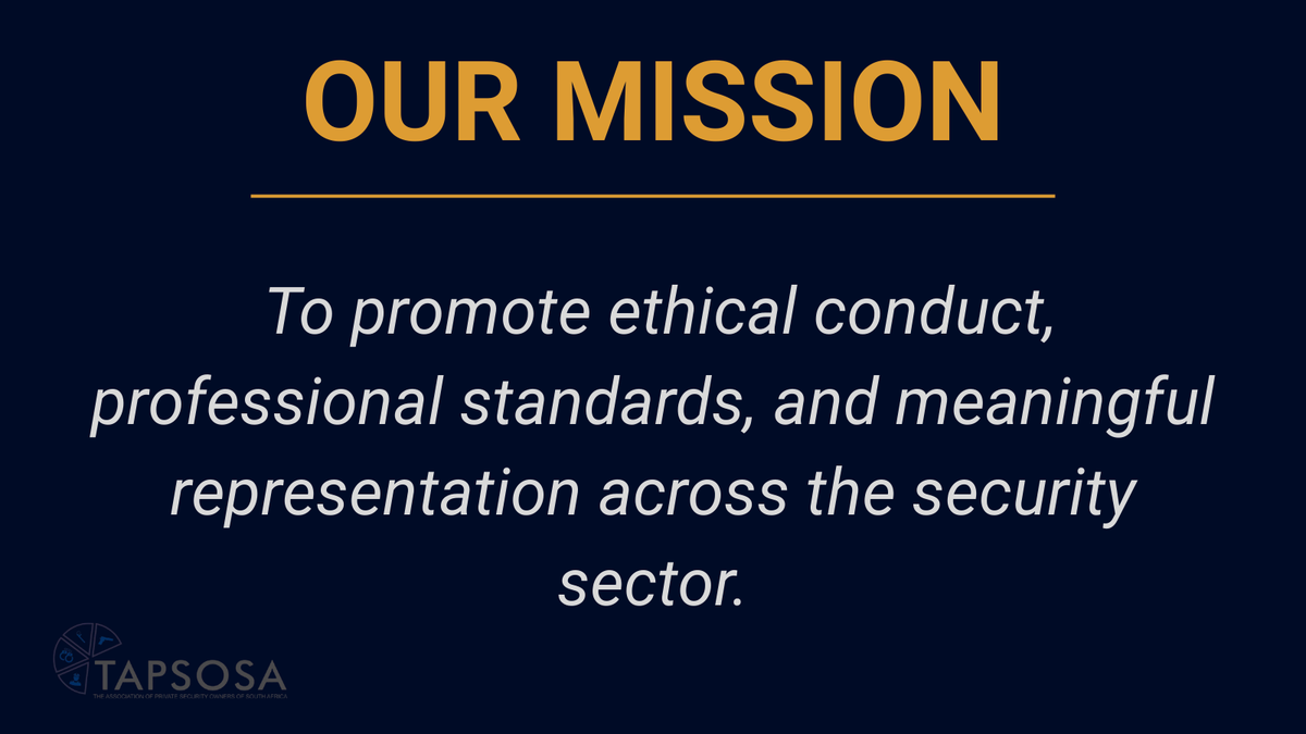 tapsosa_za's tweet photo. π― Our Mission:
To promote ethical conduct, professional standards, and meaningful representation across the security sector.
#TAPSOSA #PrivateSecurity #SecuritySectorZA #SecurityProfessionals #IndustryVoice https://t.co/B1eR1Jl2I4