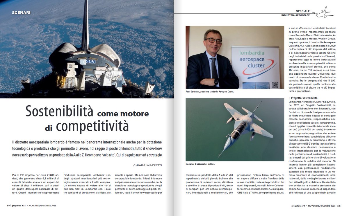 l percorso di sostenibilità del LAC è protagonista dell'ultimo numero Progettare, rivista dedicata a progettazione meccanica, automazione e innovazione, con un focus su numeri, filiera e Progetto Sostenibilità sviluppato con Leonardo. Articolo qui: shorturl.at/MdIBb
