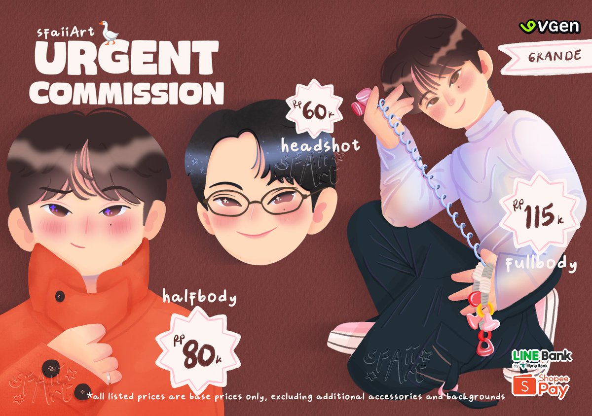 sfaiiArt's tweet image. URGENT COMMISSION 🪿
Halo teman-teman
sebelumnya aku mohon maaf karena harus open urgent commission. HP yg sdh aku pake selama kurleb 5 thn skrg mati total. Jadi aku membutuhkan tambahan dana utk membeli device yg baru.

RTs and likes are very appreciated.
Terimakasih 🫶🏻
#artidn
