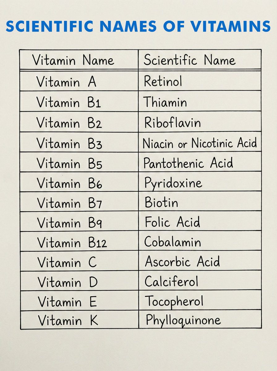 Scientific names of vitamins
