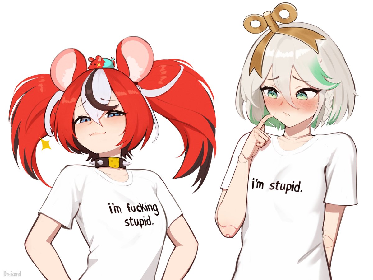 Cecilia &amp; Bae 'Matching' Shirts 😏

Another incredible commission of mine drawn by <a href="/Dreizerel/">Dreizerel - VGen Comms OPEN</a>. Please be sure to check them out!

#Immergination #BaelzBrush #Brattea