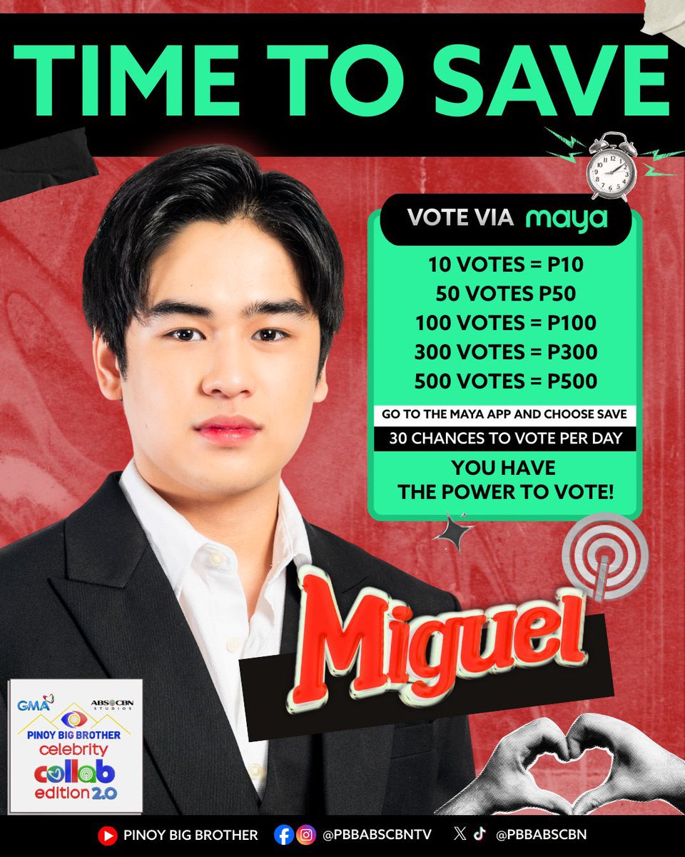 enricovergara_'s tweet photo. Lets VOTE and SAVE Miguel!

Miguel has so much more to give! Every peso counts, every vote matters. 🗳️

BBS MIGUEL
BBS MIGUEL
BBS MIGUEL https://t.co/swojdULGEW