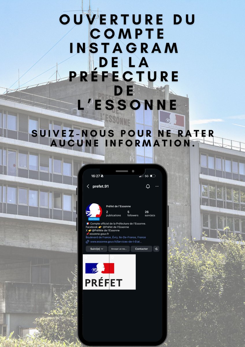 Image de Préfète de l'Essonne - #nouveaucompte |📸 Nous sommes désormais sur Instagram !
Retrouvez-nous sur notre nouveau compte Cot