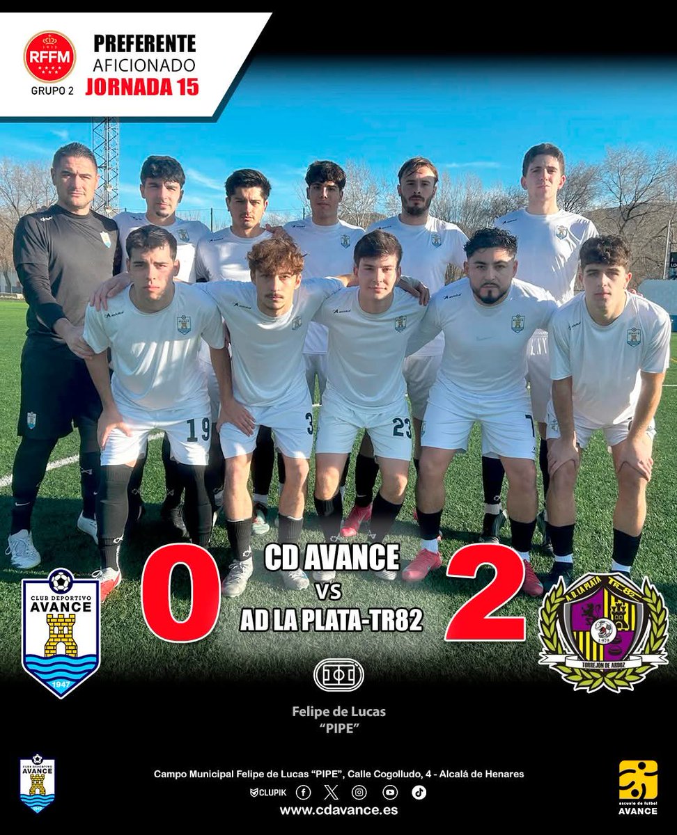 cdavance's tweet image. CD Avance 0 - 2 AD La Plata-TR82 "A"
⚽️ Preferente Aficionado - Grupo 2

El 2026 no trae de inicio buenas noticias de nuestro Afi.

El rival, solo tuvo que hacer dos buenas contras en el segundo tiempo para llevarse los tres puntos. 

A levantarse, arriba Equipo!!
#somosdelavance