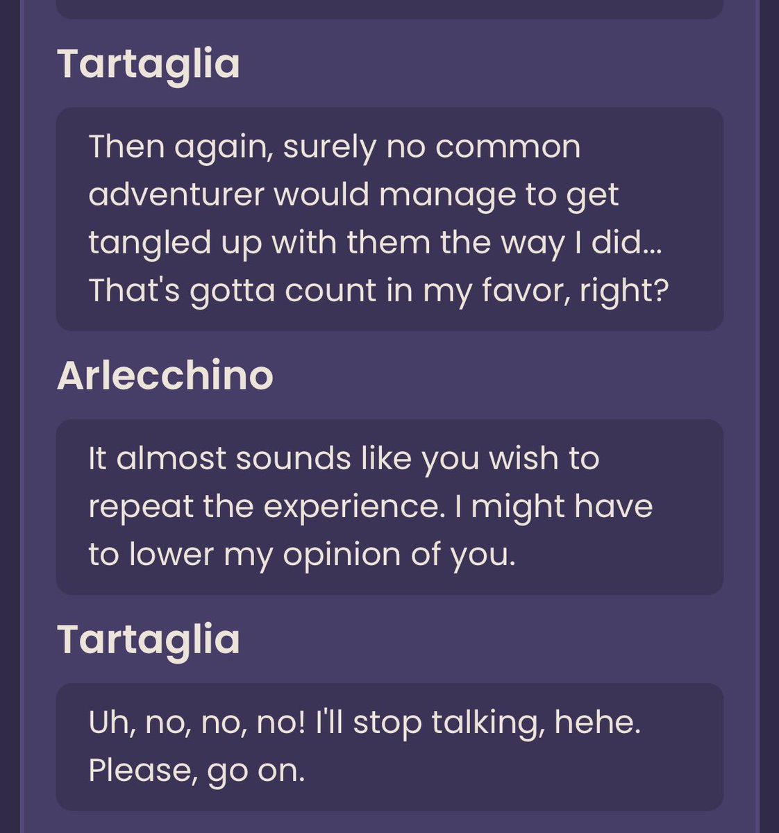 zhongchi mention in big 2026 oh my fucking god 😭😭

also arlecchino publicly praising childe is so cute i love their friendship dearly