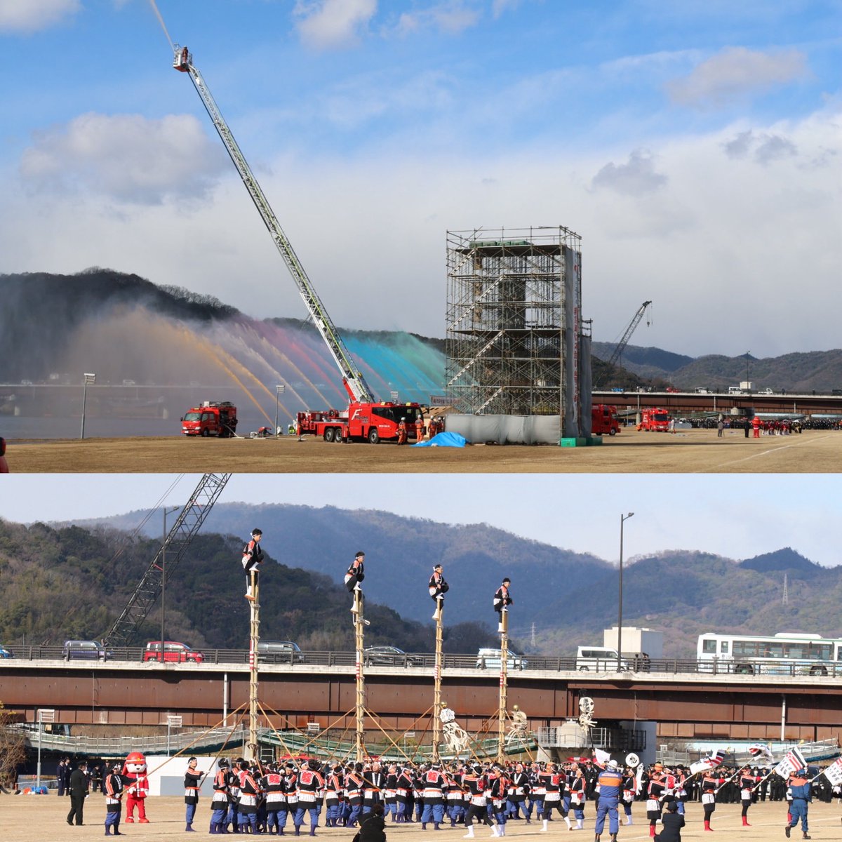 rescue00's tweet photo. R8.1.11 福山消防出初式（広島県 福山市） 草大橋下流 芦田川左岸河川敷　集中日は、昔から一度は行きたかった出初式へ、やっと行けました。もちろん、日本化薬 福山工場さんの日野レンジャー6D （1979年式）を目当てに。まだまだ現役のようで素晴らしい👍よき旅となりました…😃 https://t.co/6LrUvBlEnn