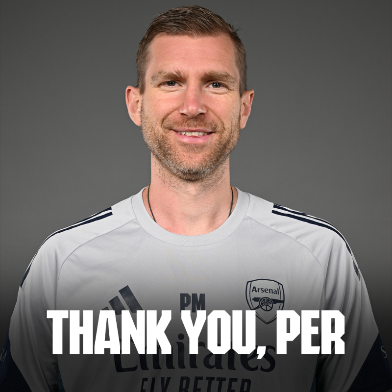 Arsenal's tweet photo. Following eight years in the role, Per Mertesacker will step down as Academy Manager at the end of the season. 

Thank you and best of luck for the future, Per ❤️