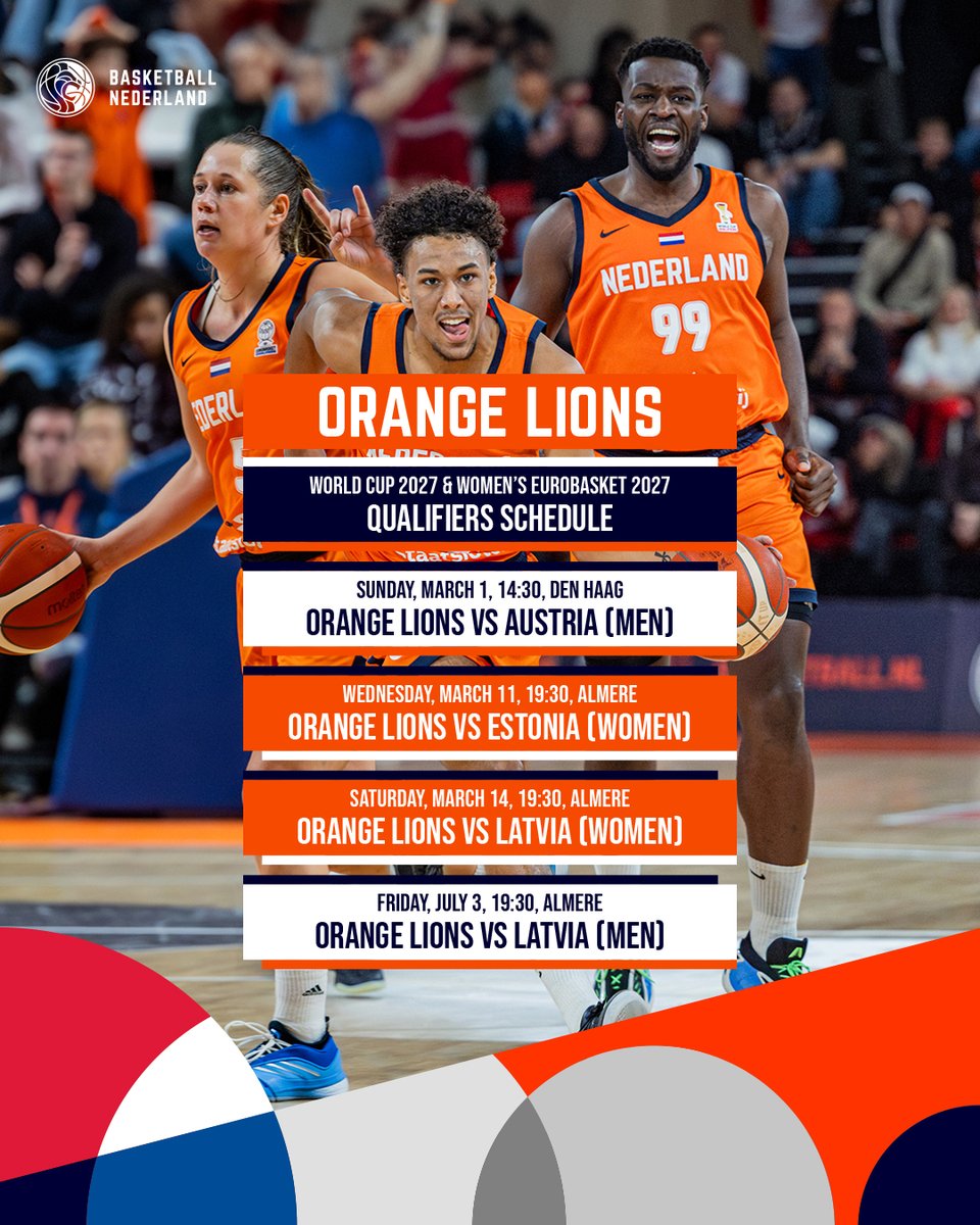 Basketball_NED's tweet photo. 𝗢𝗥𝗔𝗡𝗚𝗘 𝗟𝗜𝗢𝗡𝗦 𝟱-𝟱 𝗚𝗔𝗠𝗘 𝗦𝗖𝗛𝗘𝗗𝗨𝗟𝗘 🦁🏀

Onze Orange Lions 5-5 mannen én vrouwen komen dit jaar weer in actie en hebben jouw support nodig 🙌
Samen maken we het verschil op de tribunes 🧡 https://t.co/ZxF2Do8Gl0