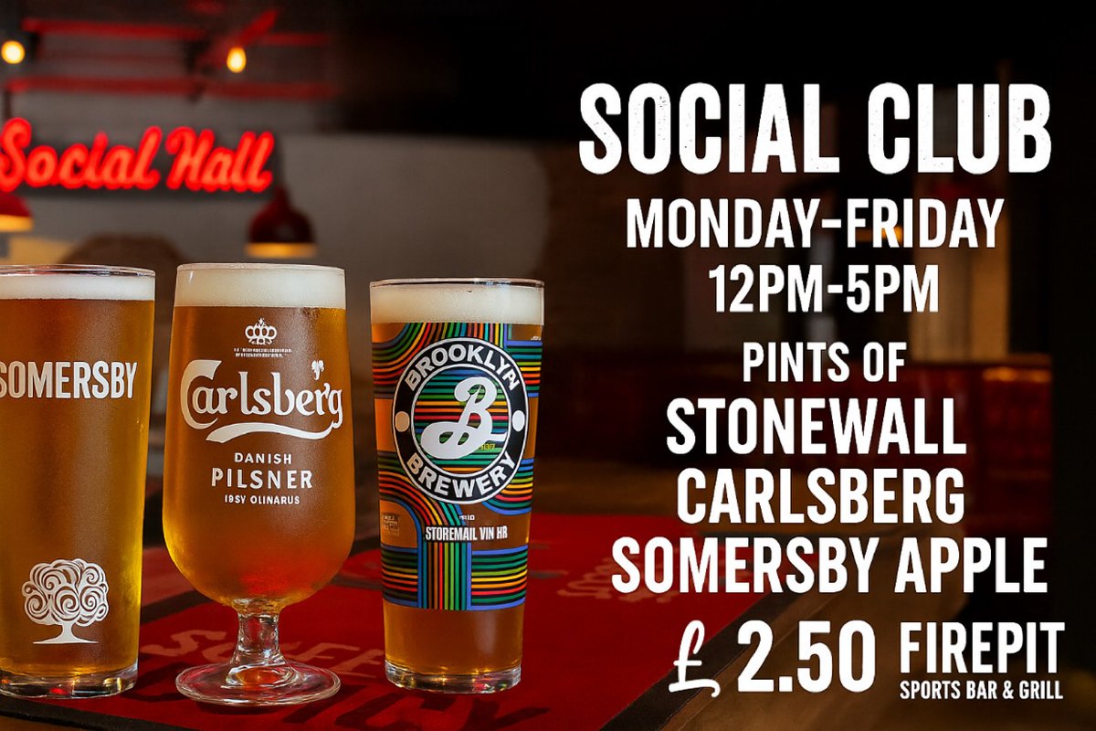 🔥 SOCIAL CLUB 🔥

Looking for a bargain this January? Well, look no further Pitters!!

Enjoy pints of Stonewall, Carlsberg and Somersby Apple for JUST £2.50!! 😍

See you there Pitters! 🔥

#SocialClub #Deals #MidweekOffers