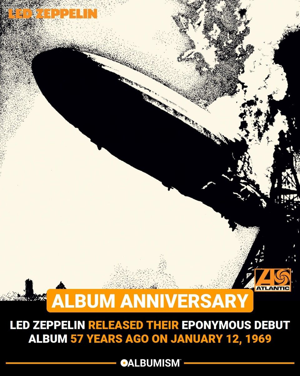 Albumism's tweet image. Led Zeppelin released their eponymous debut album ‘Led Zeppelin’ in the US 57 years ago on January 12, 1969 | Listen to the album + revisit our tribute here: album.ink/LedZeppelinLZI