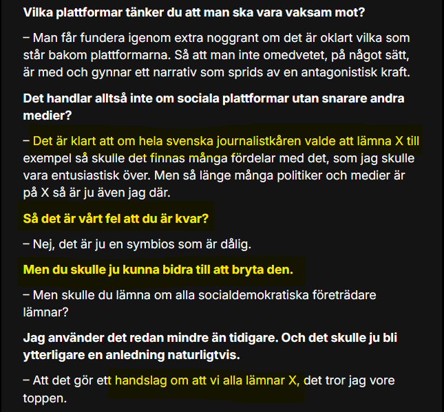 NordWolff's tweet photo. Andersson vill att medier och politiker lämnar X, var det jobbigt med yttrandefrihet? Vädjande för att lämna plattformen, men S pumpar pengar i Kina ägda TikTok. Hyckleri någon? #svpol #S #Andersson #X https://t.co/mGwyC7JMyM