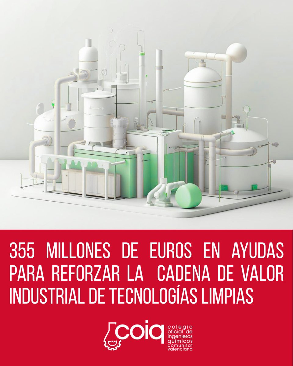 355 millones de euros para reforzar la cadena de valor industrial de las tecnologías limpias ⚙️🌱
Proyectos vinculados a:
⚡ Hidrógeno renovable
♻️ Biogás y biometano
🔋 Almacenamiento energético
🏭 Eficiencia y reconversión industrial
coiqcv.com/el-miteco-lanz…