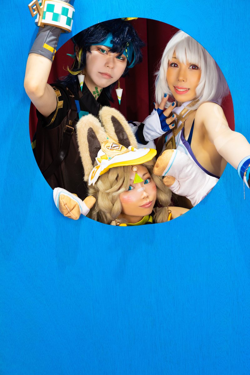 【Cosplay】原神 ／Genshinlmpact

photo：ジェシーさん <a href="/Jessie_Maltese/">ジェシー</a> 
ーーーーーーーーーーーーー
キィニチ/ 基尼奇 Kinich：しん <a href="/shinn_bsr/">しん</a> 
ムアラ二 / 玛拉妮 Mualani：そら <a href="/sorapiyo193/">そら</a> 
カチーナ / 卡齐娜 Kachina：斗兎
