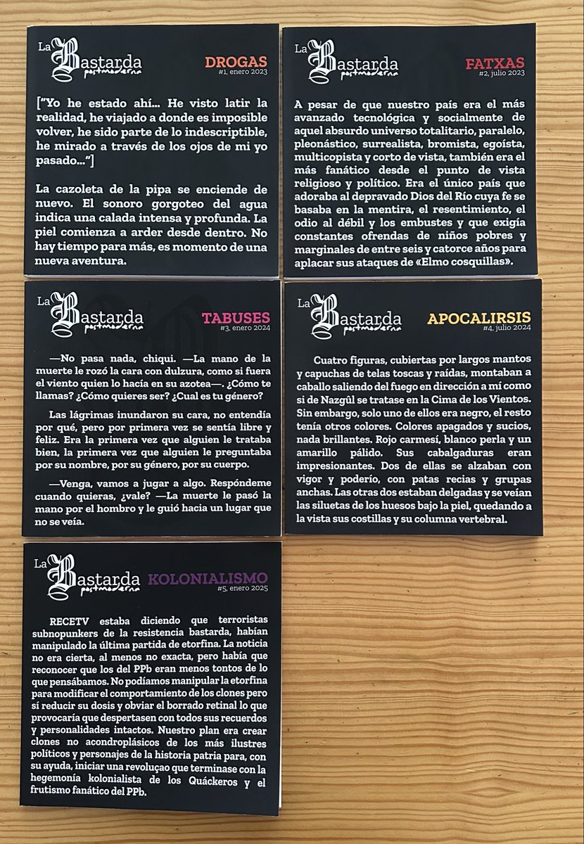 Keep calm and read <a href="/lamierdapostmo/">La Mierda Postmoderna</a> 

En todas con mi compañera <a href="/LibertadVillada/">Libertad García-Villada</a>. Con textos firmados y bastardos. Incluso estuvimos en varias finales. 😬😂

La Bastarda. Desde el 2023. Cinco revistas. Calidad. Añade risas. 
Último número: este mes de enero.

Aprovecha y lee.