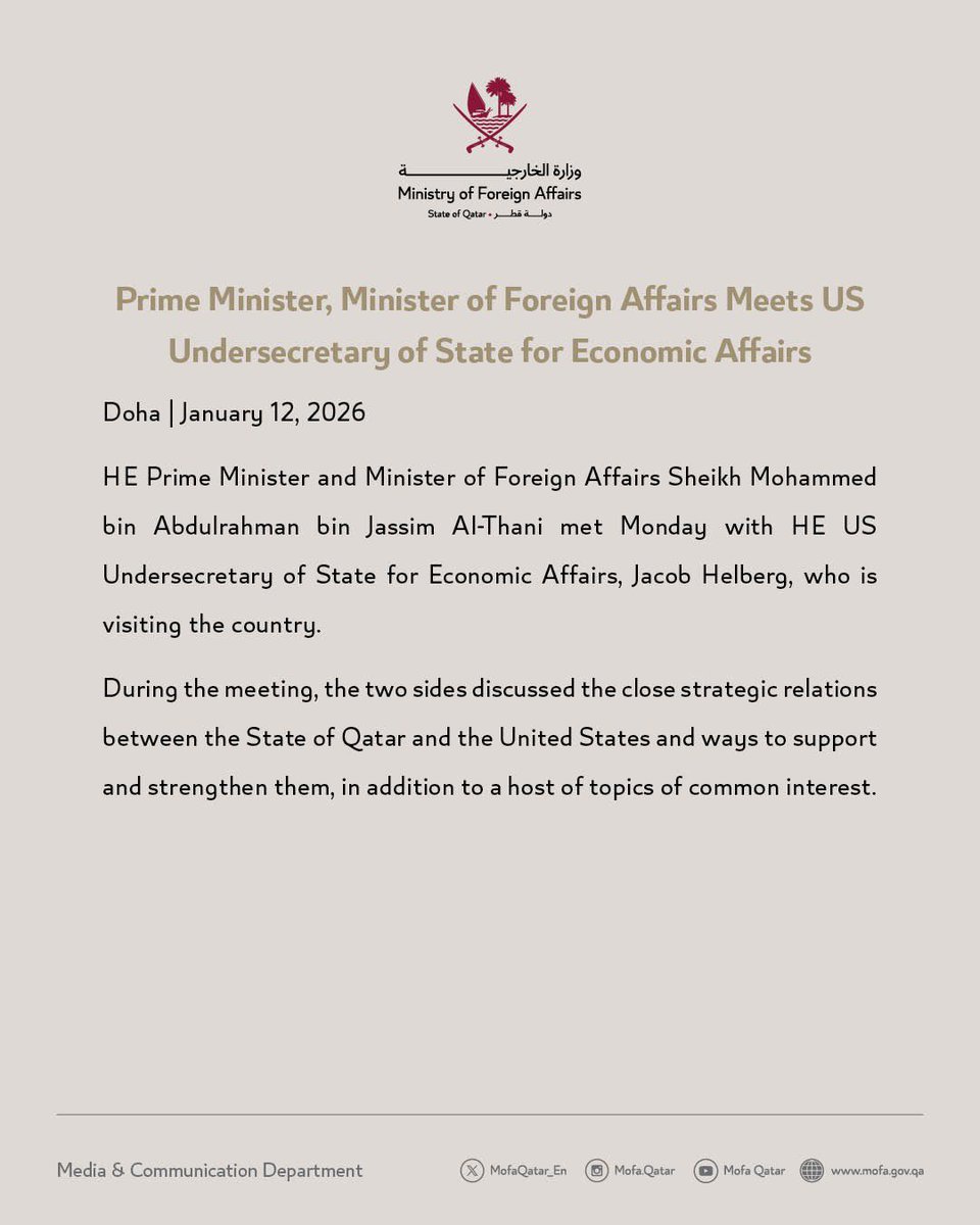 Ministry of Foreign Affairs - Qatar tweet media