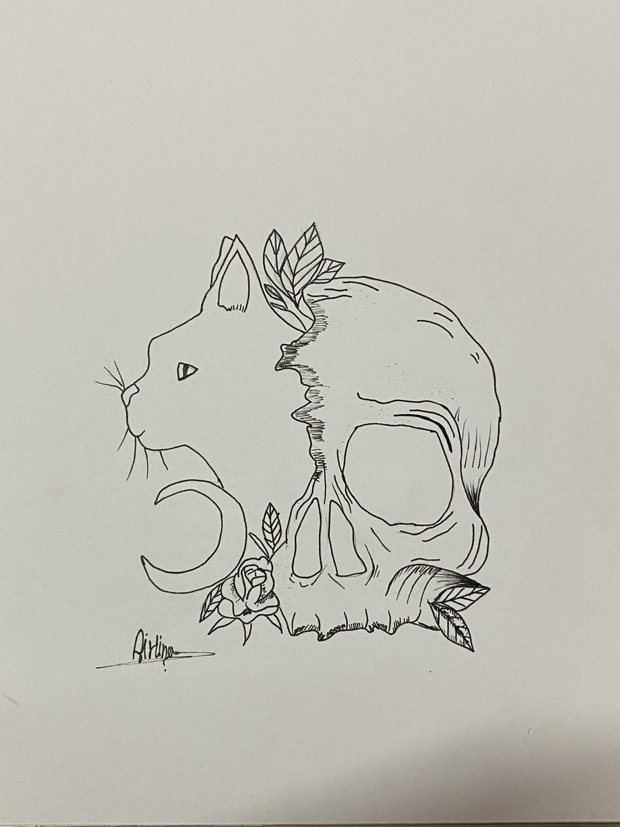 789_00a's tweet image. رسمة اليوم💀🐈‍⬛.