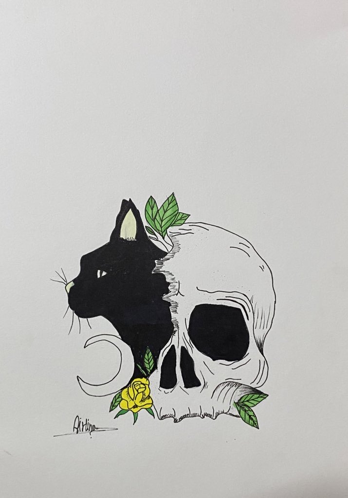 789_00a's tweet image. رسمة اليوم💀🐈‍⬛.