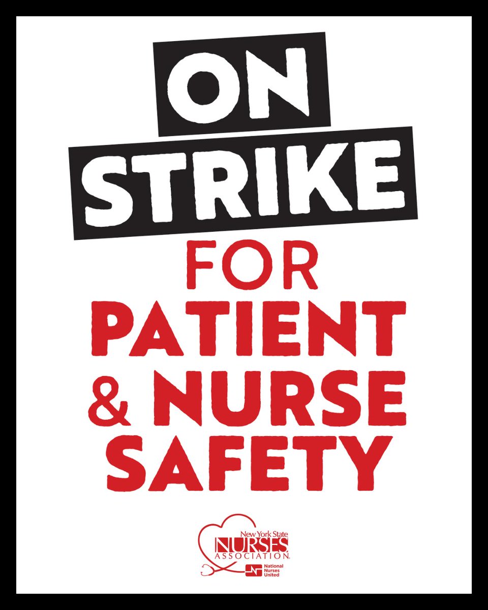 nynurses's tweet image. Our strike begins today! Show your support for nurses fighting for safe staffing, healthcare benefits and a fair contract!

#NYCNurseStrike #SafeStaffingSavesLives #PatientsOverProfits