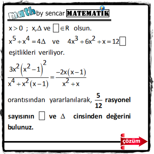MatematikSencar's tweet photo. YKS(tyt - ayt) - 2026       Aday fantastik güzel bir soru incelemekte fayda var!   SORU ve ÇÖZÜMÜ ...    👉https://t.co/2ry9UxI46N https://t.co/CZdKvzjh6h