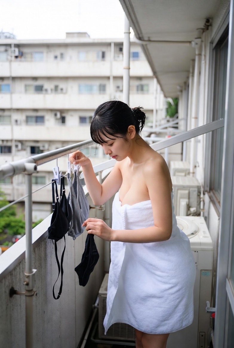 Educational AI art : [また全部洗濯した人] ○風呂上がり🤓 Prompt: A