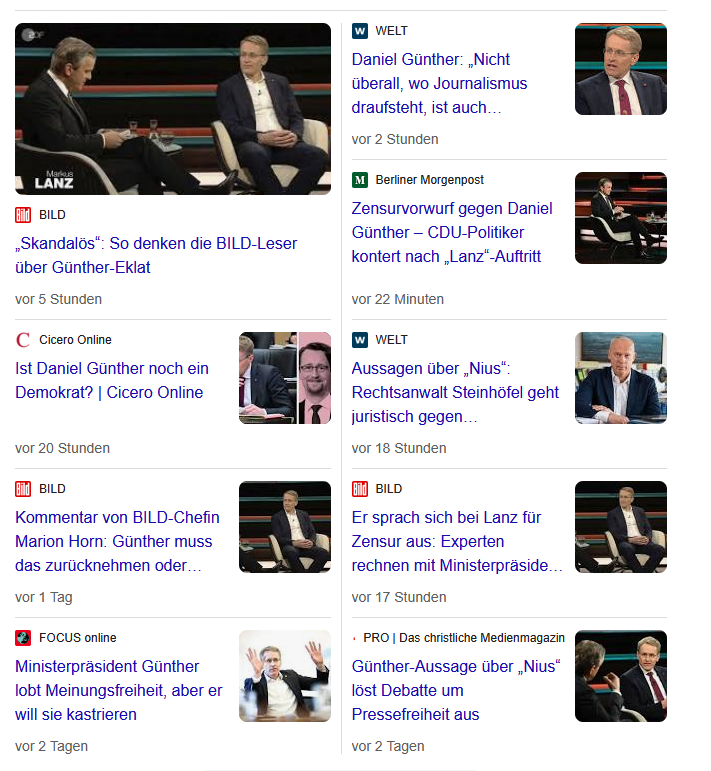 Man muss sich nur ansehen, wer über #Günther bei #Lanz wie berichtet, um zu verstehen, wie berechtigt seine Medienkritik ist. Von BILD über WELT bis Cicero und FOCUS: Kaum ein Beitrag gibt seine Aussagen korrekt wieder oder ordnet sie sauber ein. Journalistische Kapitulation.