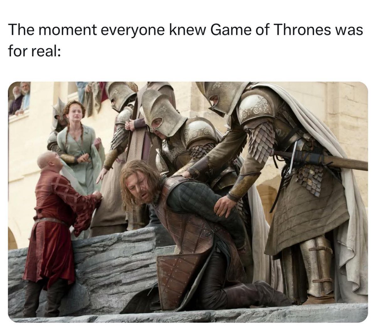 Nobody watching GOT for the first time saw this coming. The collective shock on all our faces that week 😂.