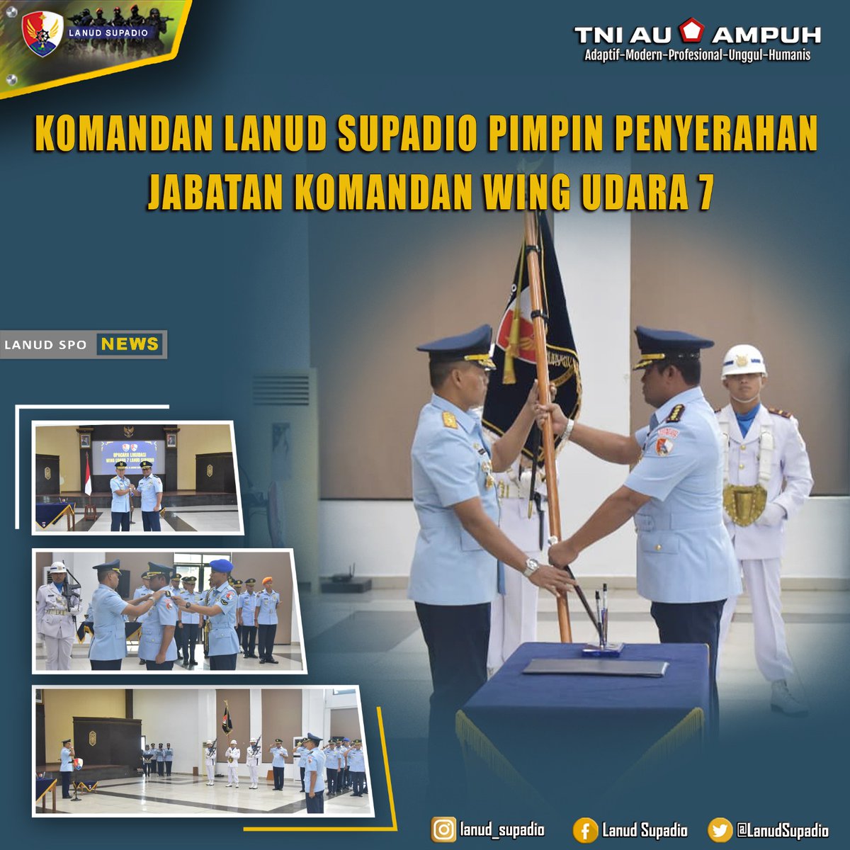 LanudSupadio's tweet photo. *Komandan Lanud Supadio Pimpin Penyerahan Jabatan Komandan Wing Udara 7*

Komandan Pangkalan TNI Angkatan Udara (Lanud) Supadio, Marsekal Pertama TNI Sidik Setiyono, S.E., M.Han., memimpin langsung penyerahan jabatan Komandan Wing Udara 7 Lanud Supadio dari Kolonel Pnb Supriyanto https://t.co/E31eiABMU9