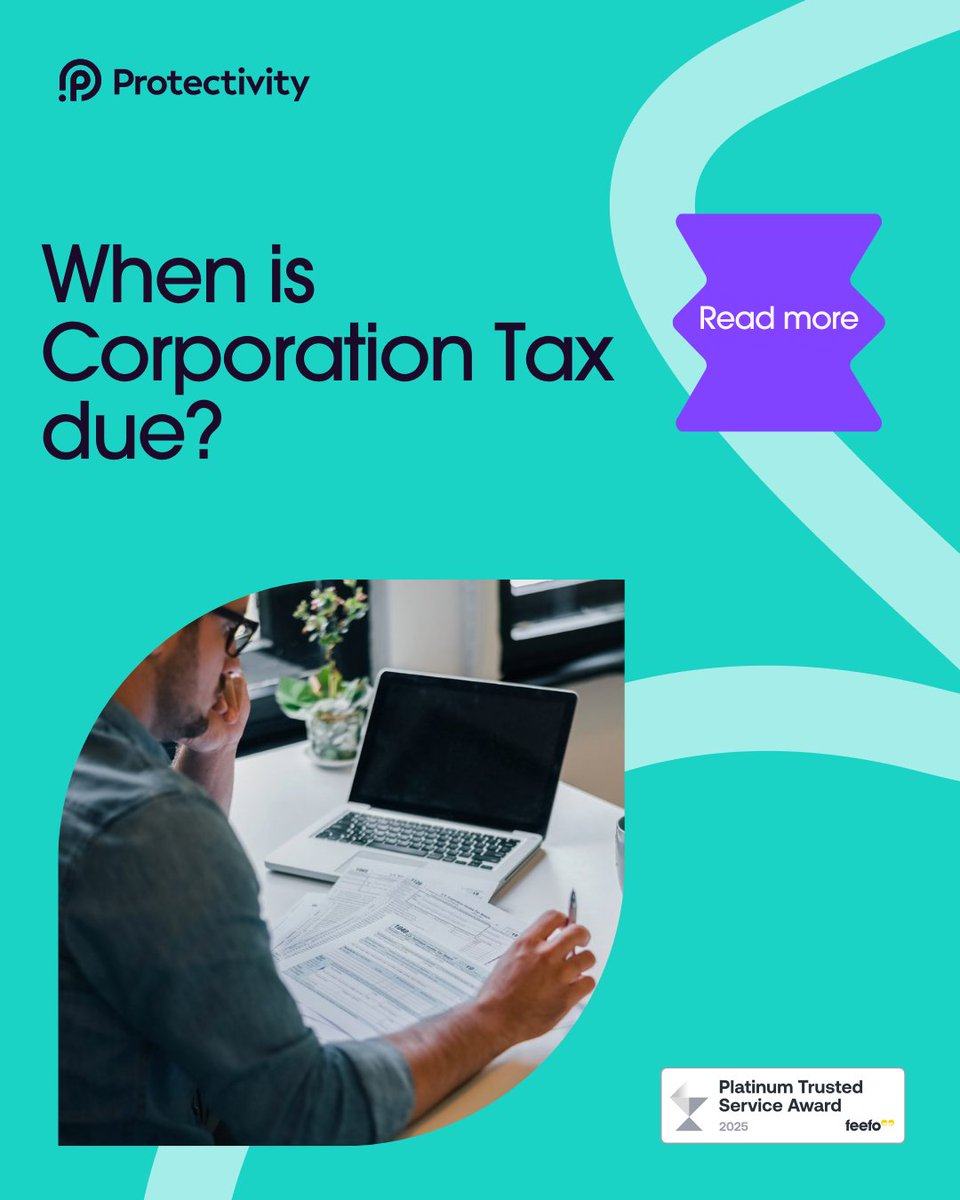 Protectivity's tweet image. Not sure when Corporation Tax is due? Many UK businesses are caught out by payment deadlines coming sooner than expected. Stay compliant, avoid penalties, and keep your finances on track

protectivity.com/knowledge-cent…